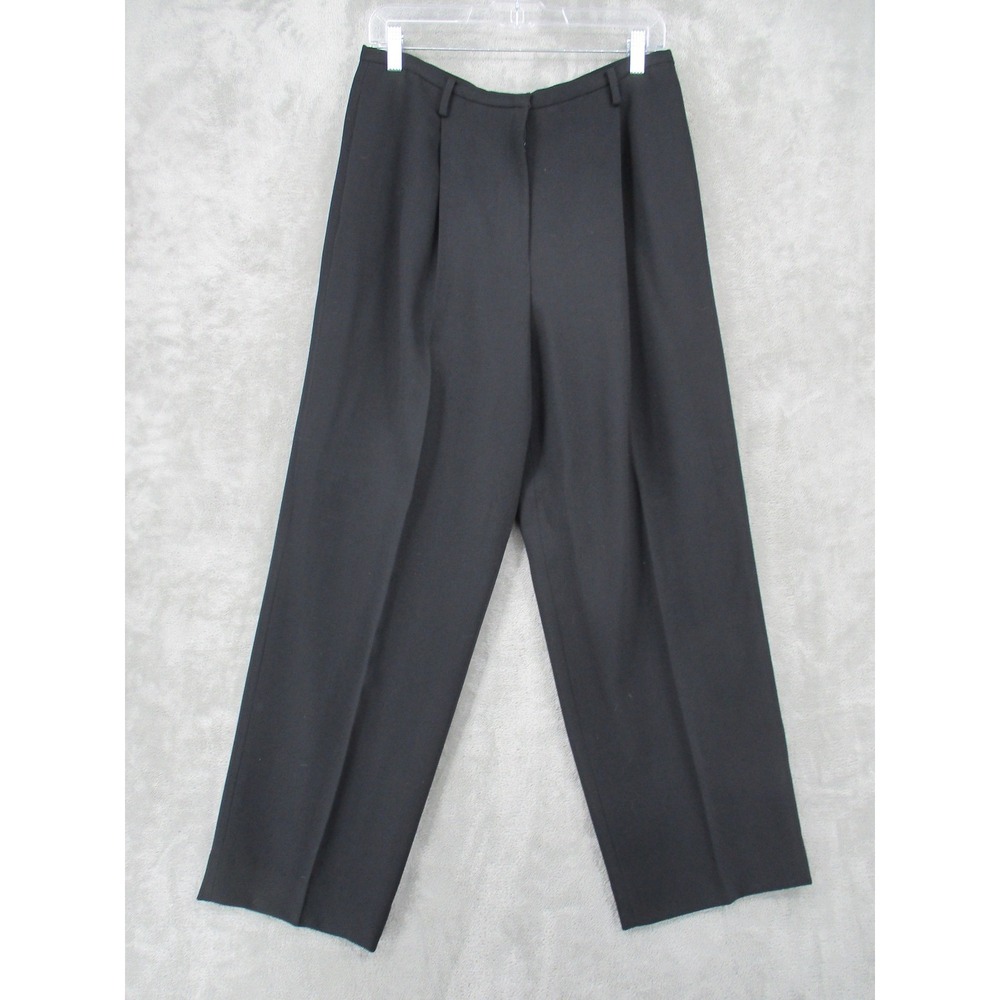 Worth New York Pants Womens 12 Wool Pleated Wide Leg Office Career‎ Lined Black